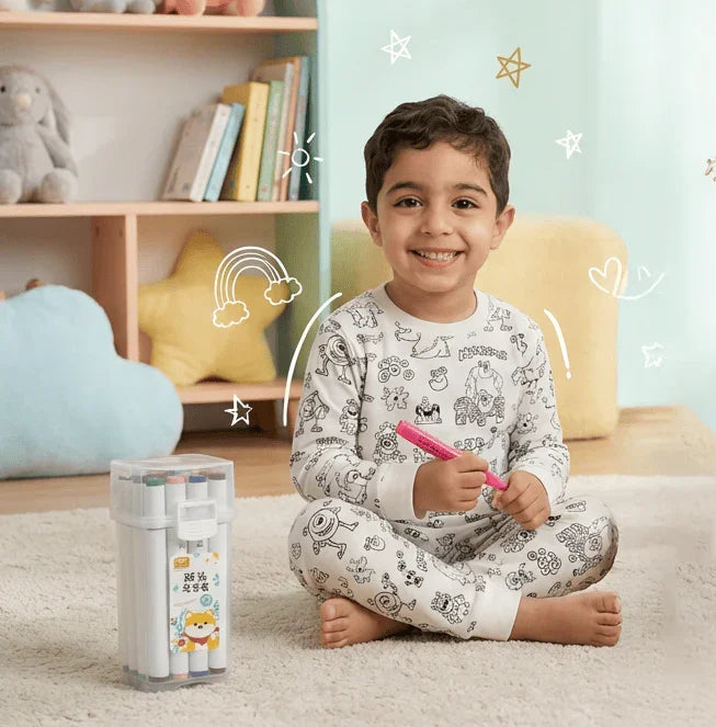 KYK Funwear Colorable & Washable Boys Pajama Set – Monsters + 12 Colors - KYK Funwear