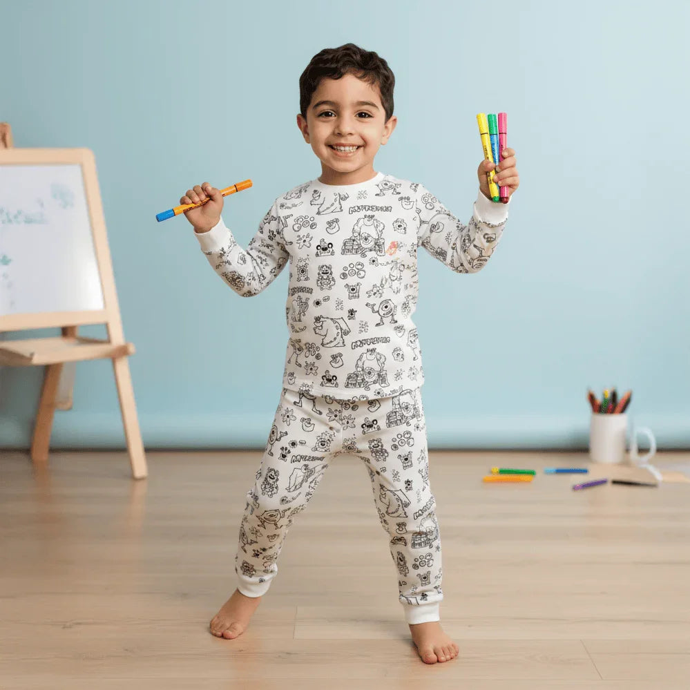 KYK Funwear Colorable & Washable Boys Pajama Set – Monsters + 12 Colors - KYK Funwear